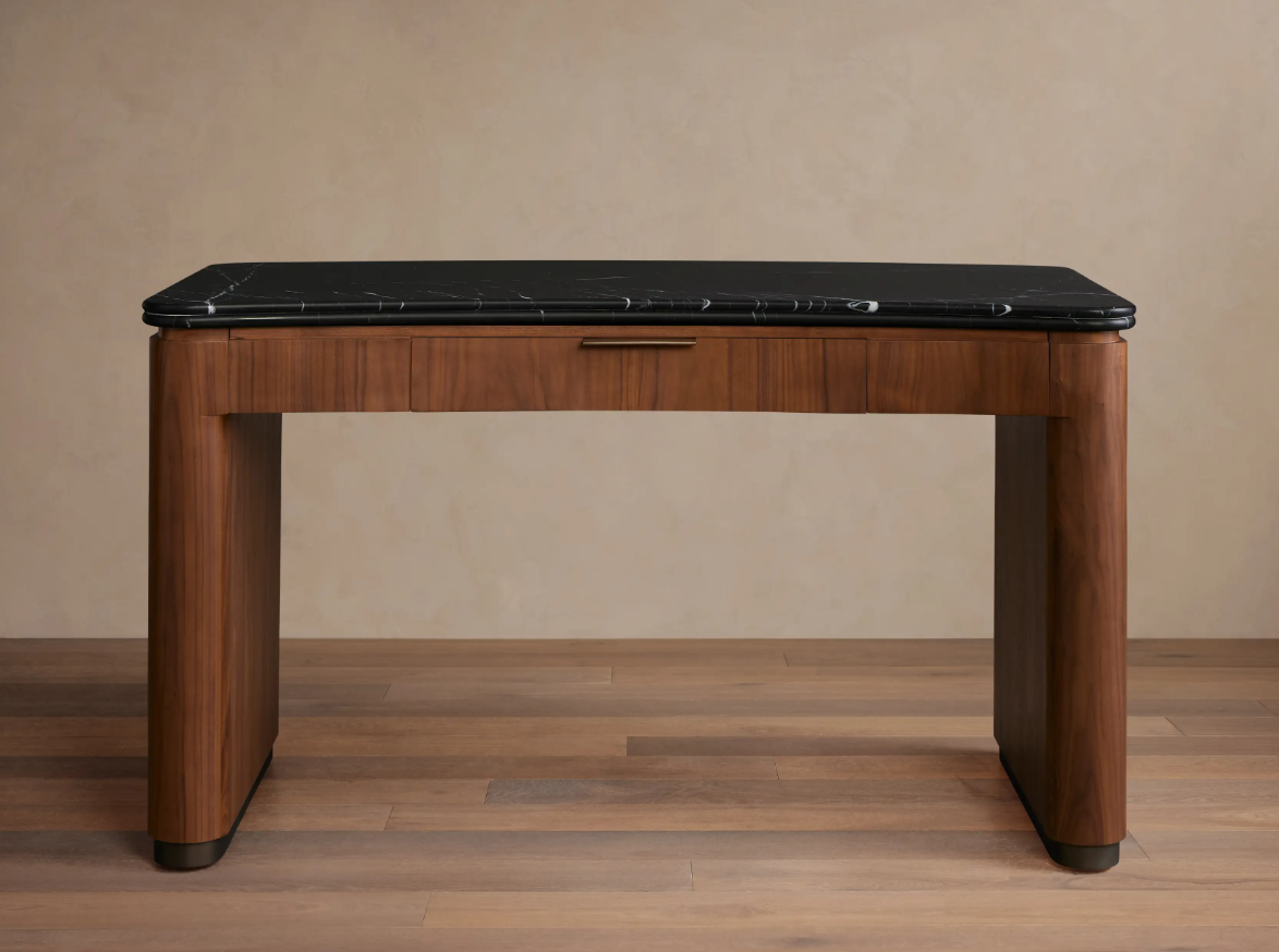 Marble-Top Walnut Writing Desk