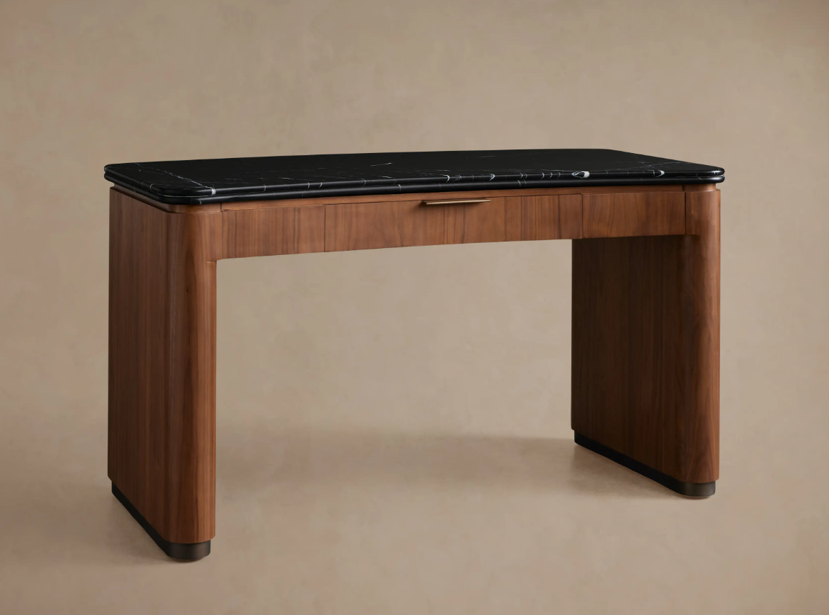 Marble-Top Walnut Writing Desk