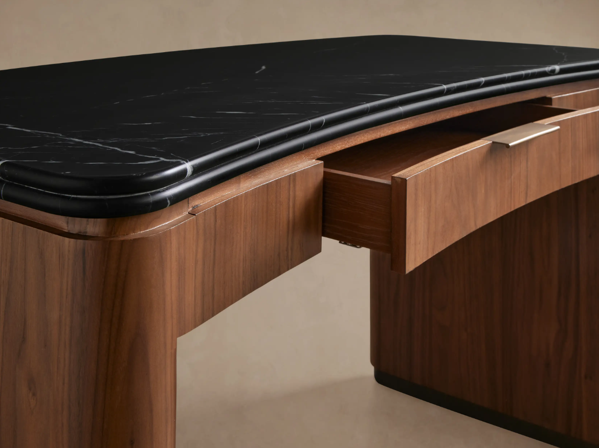 Marble-Top Walnut Writing Desk